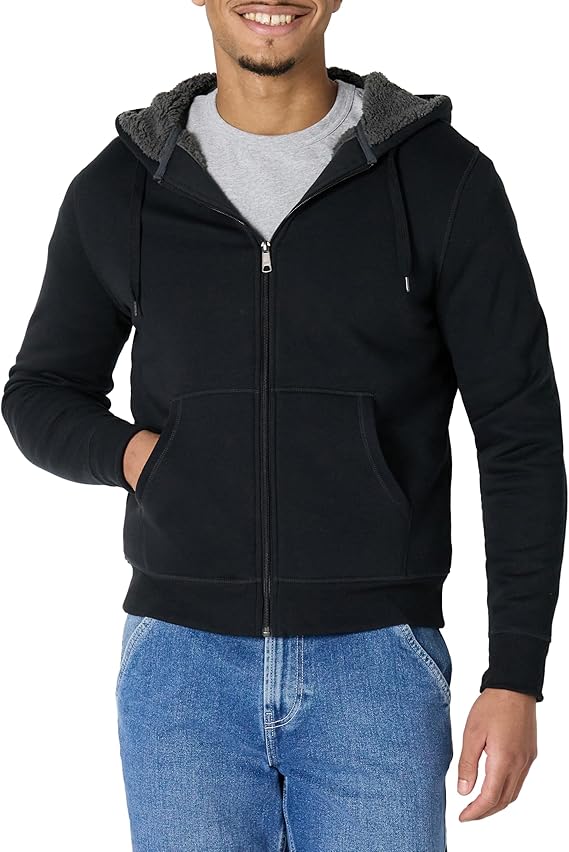 Men's must-have hoodie, fleece sweatshirt with lamb's wool lining and full zip-up