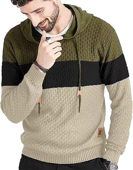 Men's long-sleeved solid color hooded sweatshirt pullover