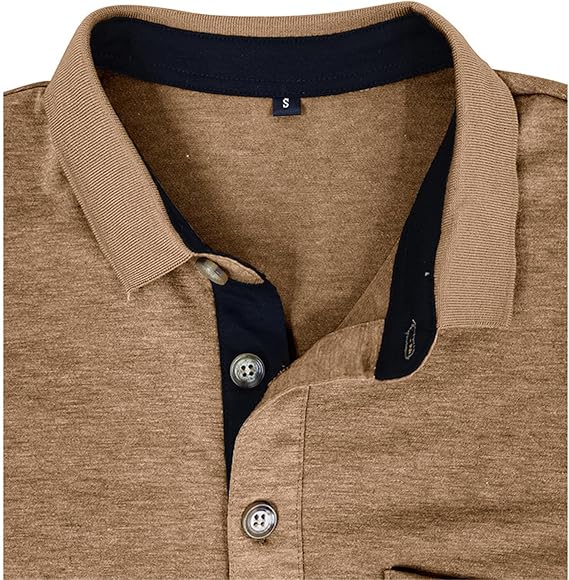 Men’s Athletic Short Sleeve Polo Shirts Casual Moisture Wicking Golf Shirts Buttons Collared Solid T Shirts with Pocket
