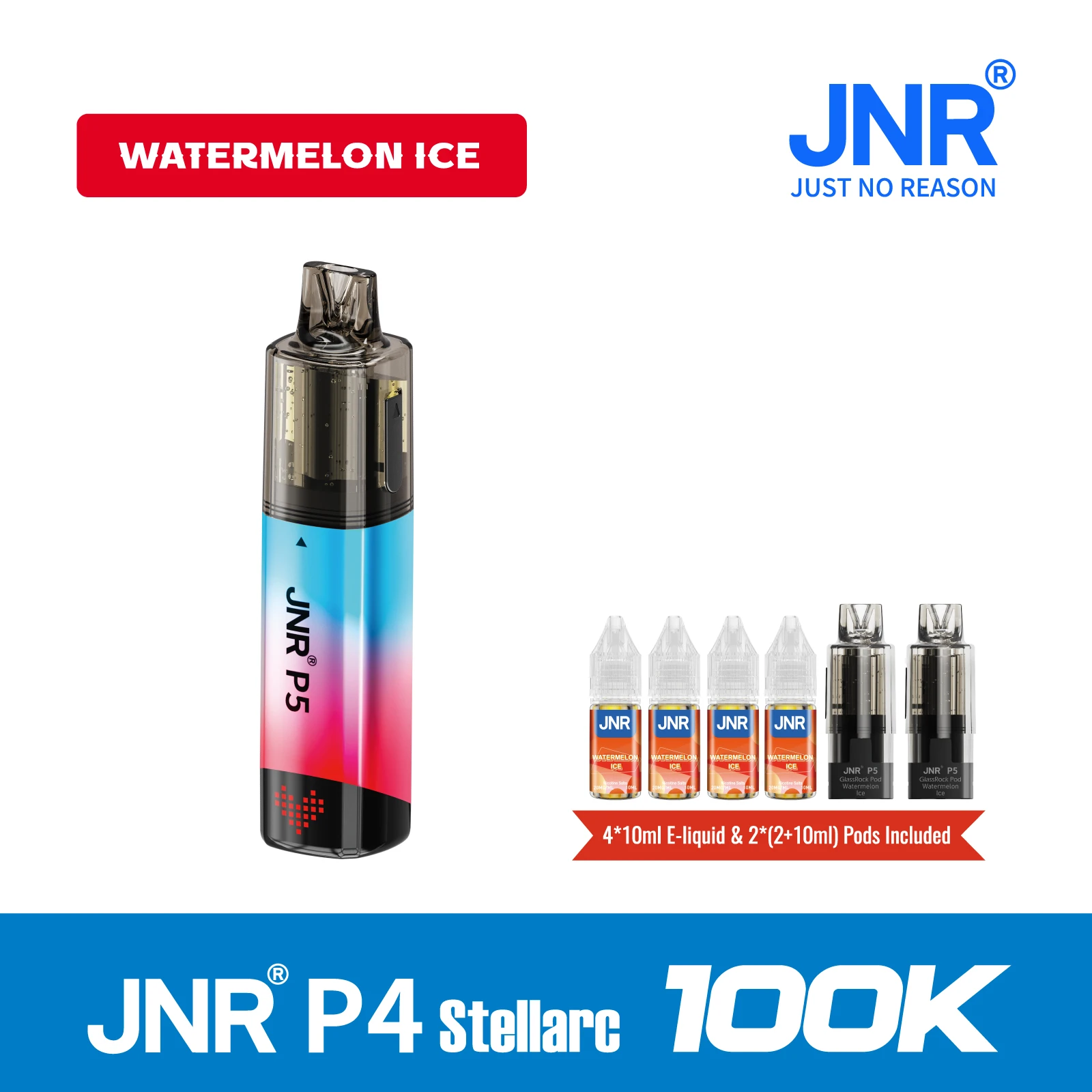Watermelon Ice | JNR Vape P5 GlassRock 100K Puffs Kit - Refillable & Replaceable Pod Vape