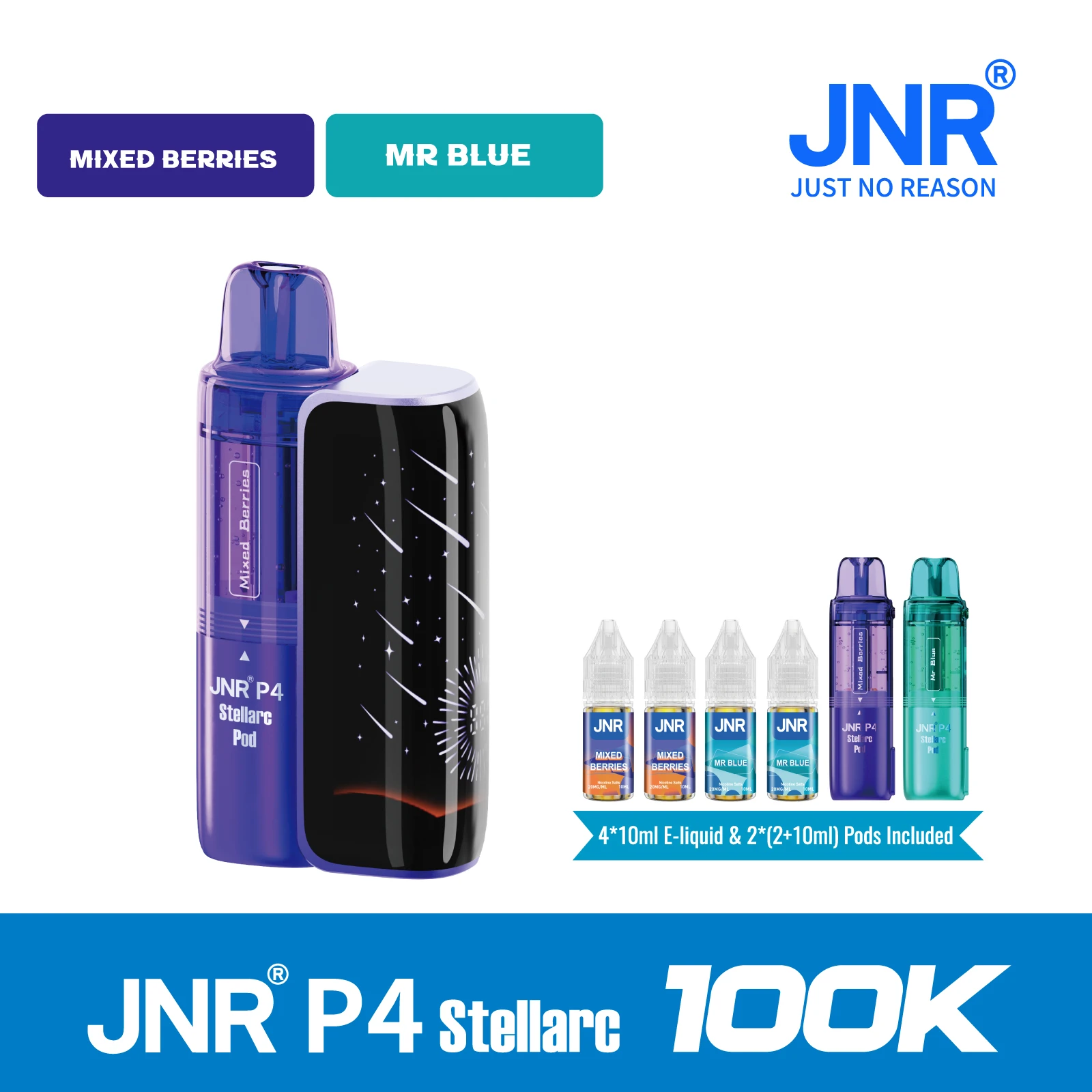 Mixed Berries | JNR Vape P4 Stellarc 100K Puffs Kit - Refillable & Replaceable Pod Vape