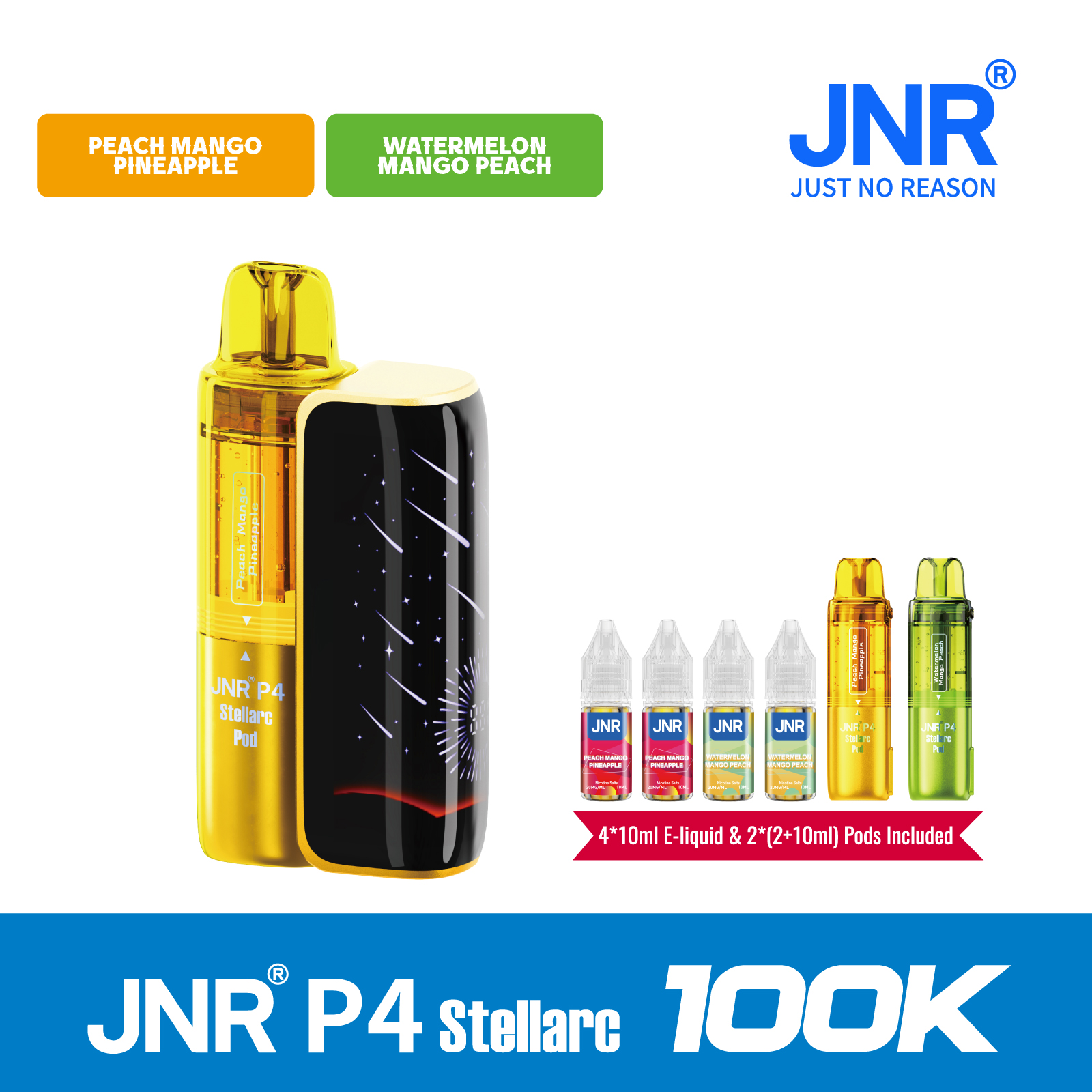 JNR Vape P4 Stellarc 100K Puffs Kit - Refillable & Replaceable Pod Vape
