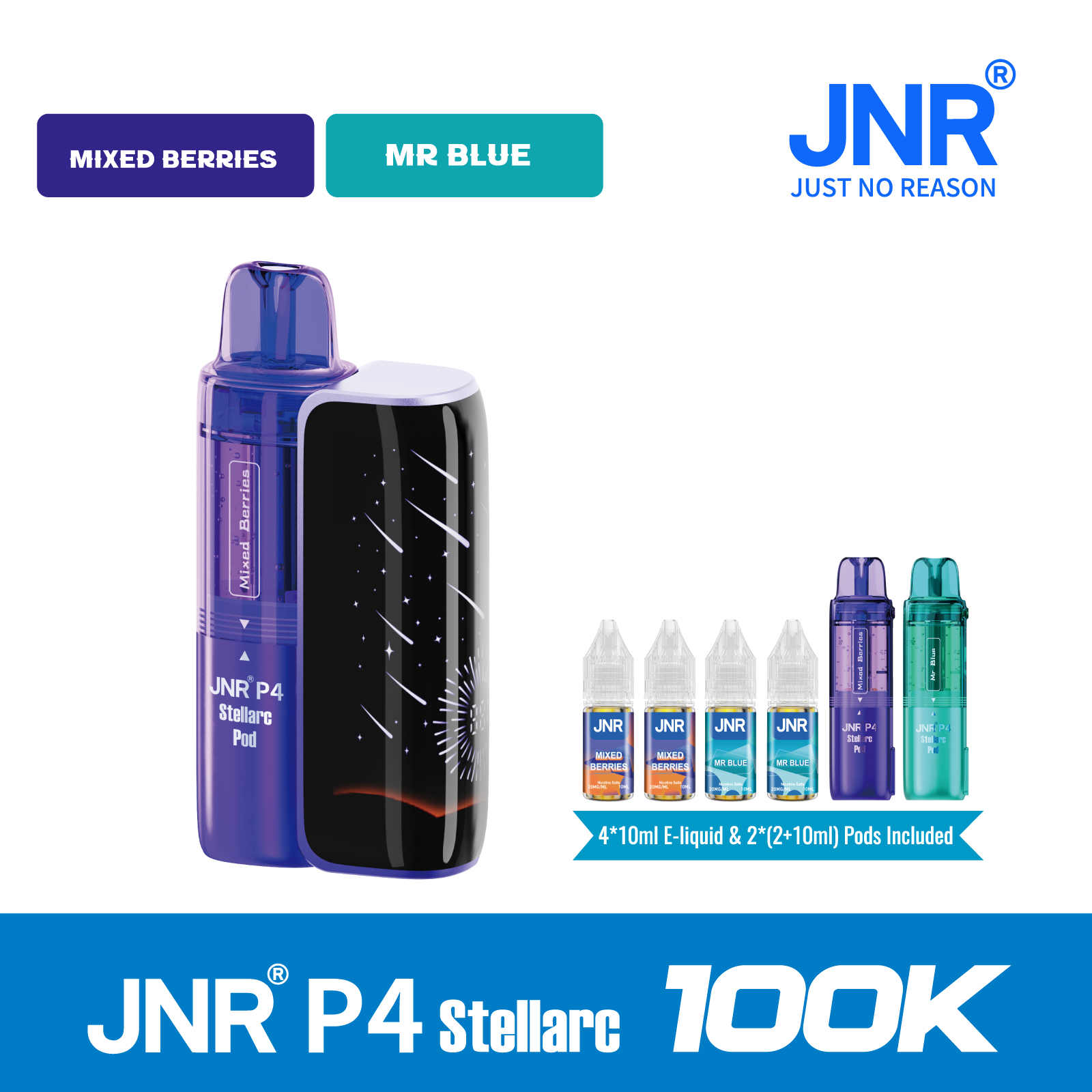 JNR Vape P4 Stellarc 100K Puffs Kit - Refillable & Replaceable Pod Vape