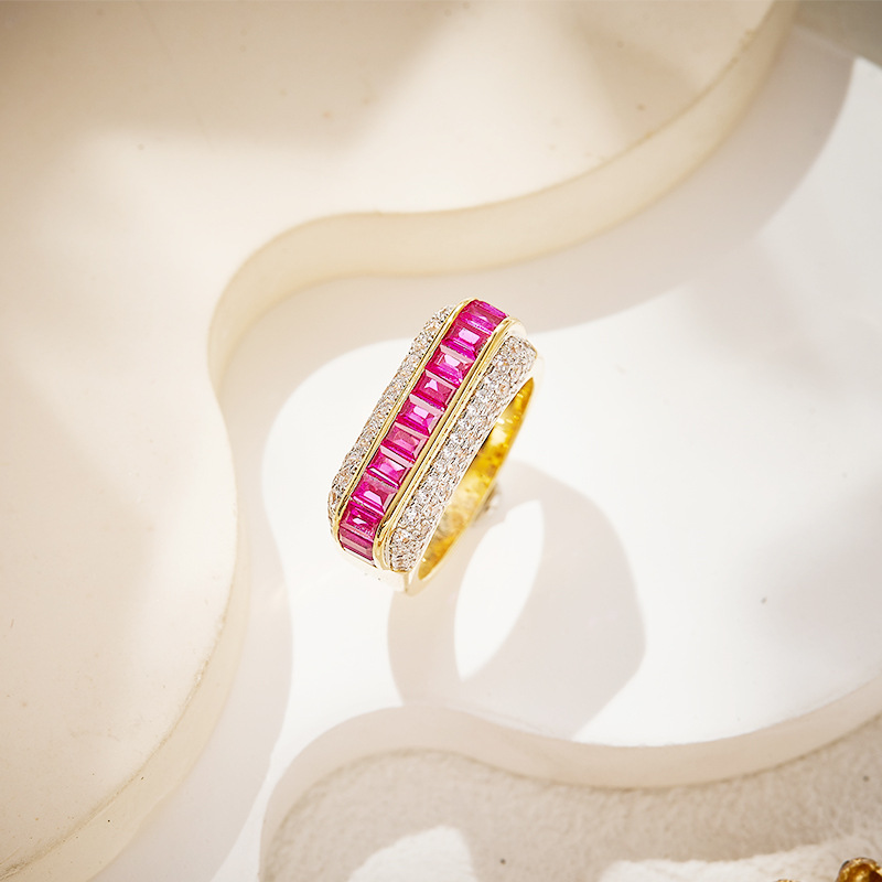 Gold-Plated Secret Inlaid Ruby Ring – Crimson Romance Elegance