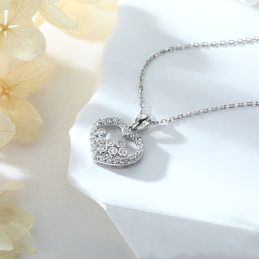 S925 Silver Heart-Shaped Pendant Necklace for Women – Romantic Love Symbol Jewelry