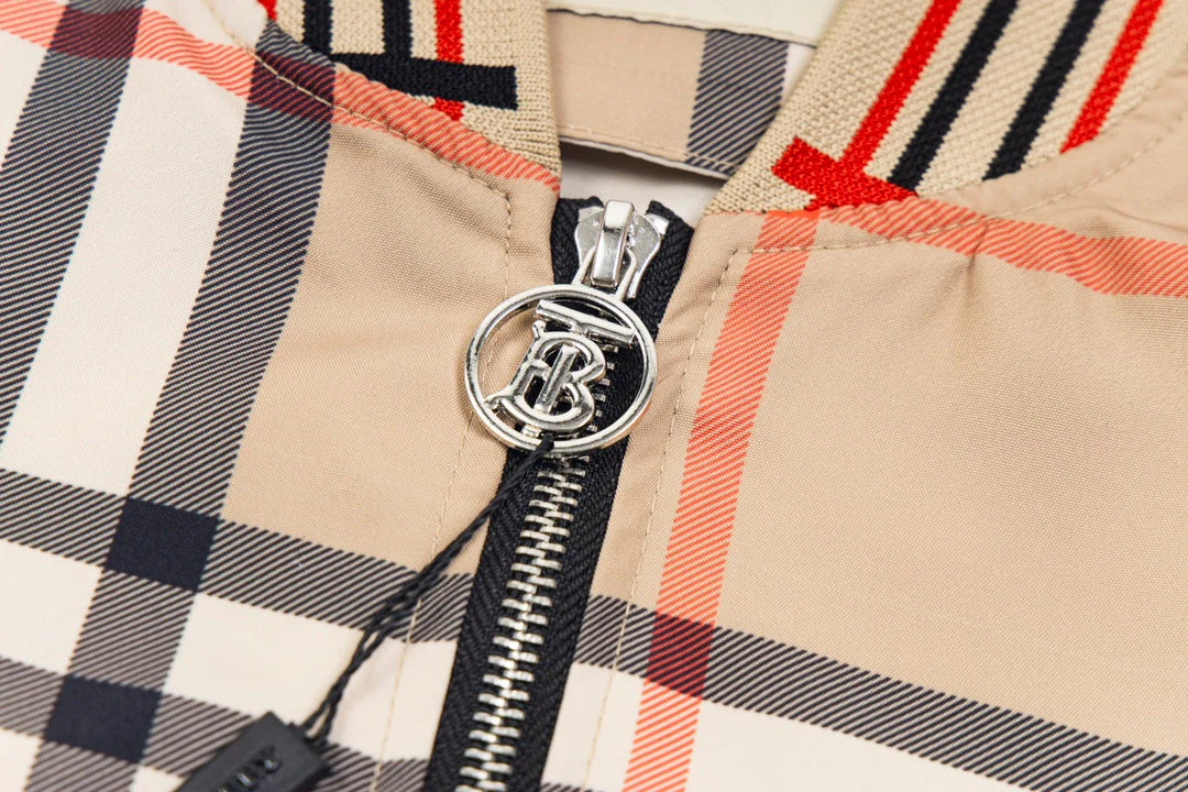 Plaid colorblock zip-up jacket