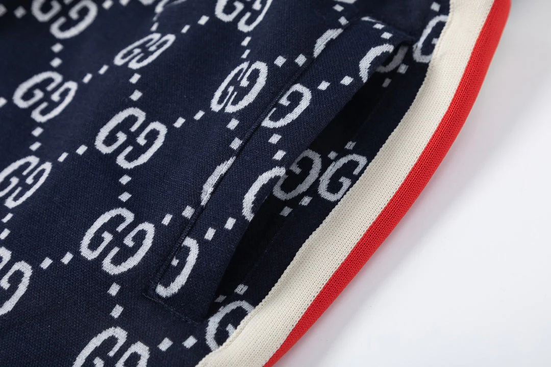 Web-paneled jacquard trousers