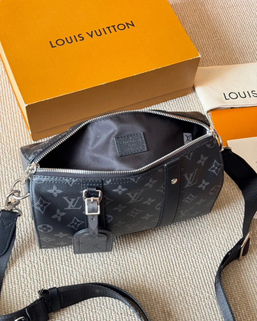 Men's Black and Gray Pillow Crossbody Bag