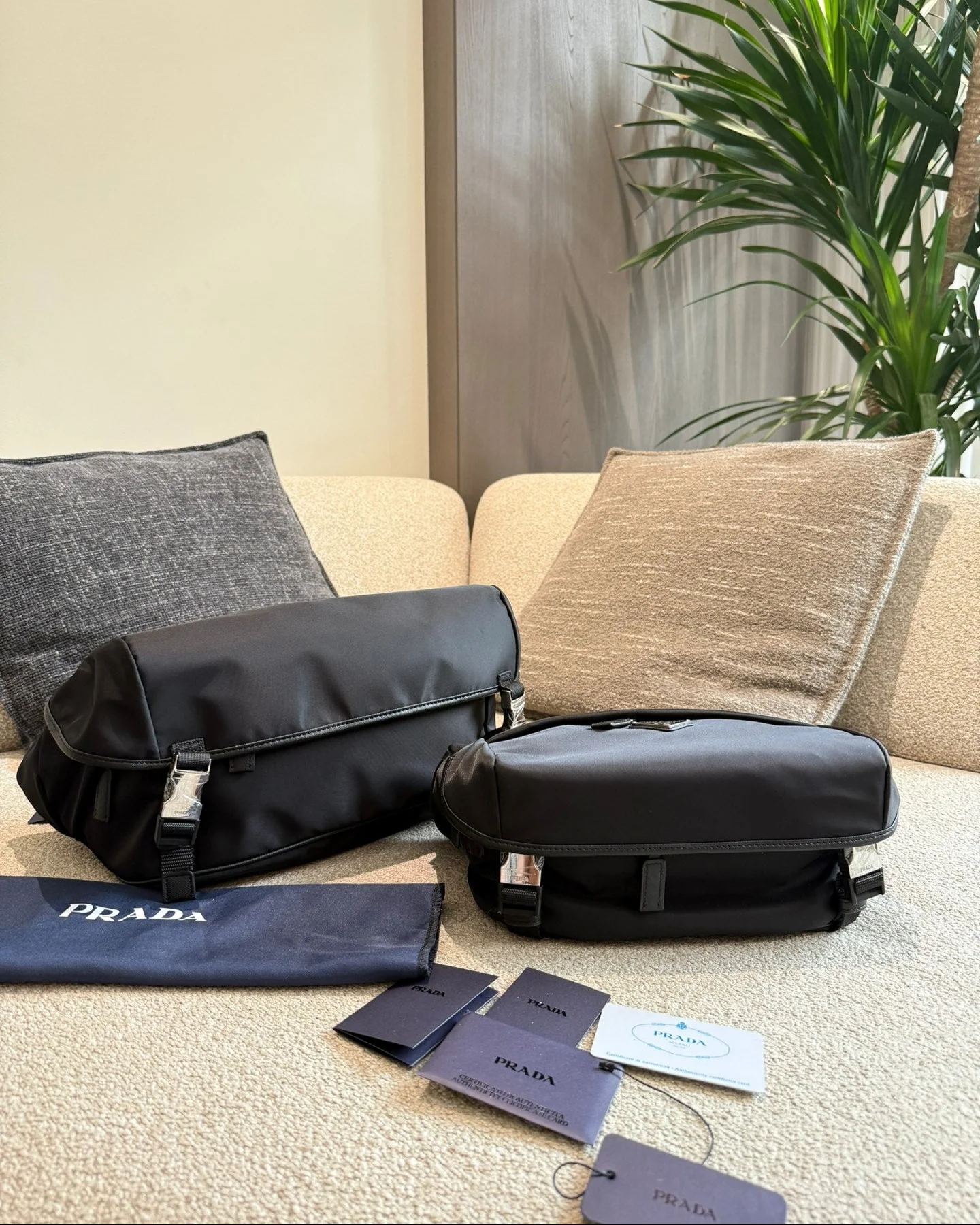 Nylon And Leather Shoulder Bag