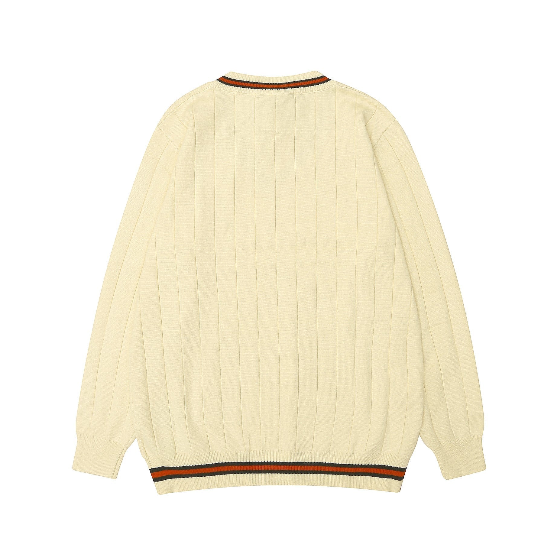 V-neck knitted jacquard sweatshirt