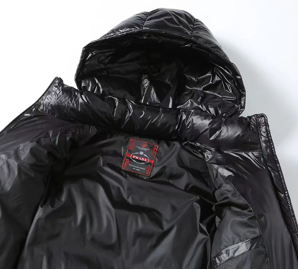 Silicone label hooded down jacket