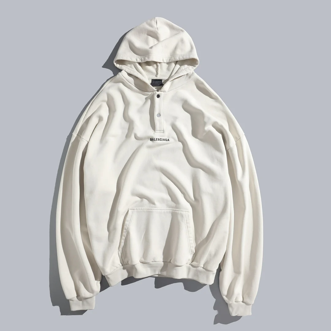 Letter Button Hooded Sweatshirt