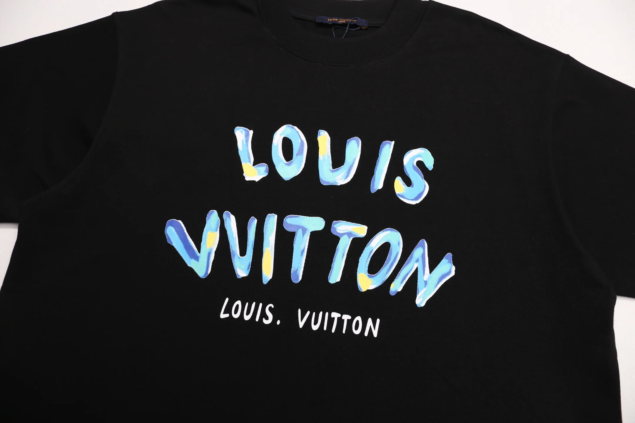 Painted printed cotton T-shirt