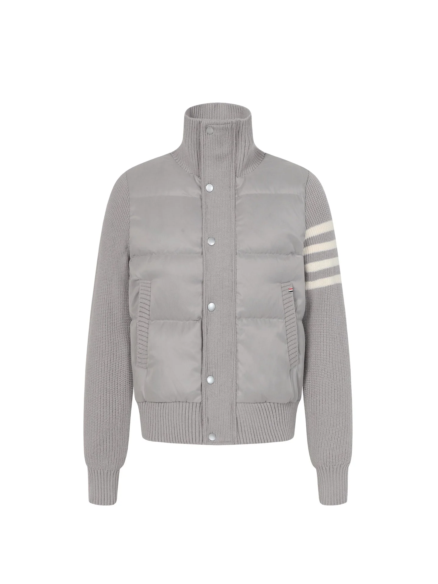 Knitted stand collar down jacket