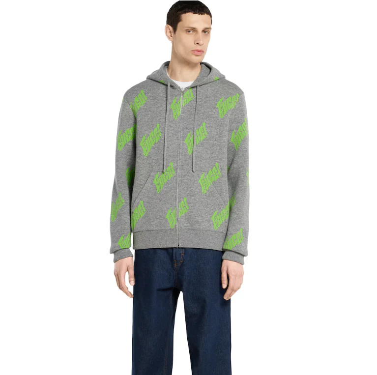 Double-faced jacquard hooded sweatshirt