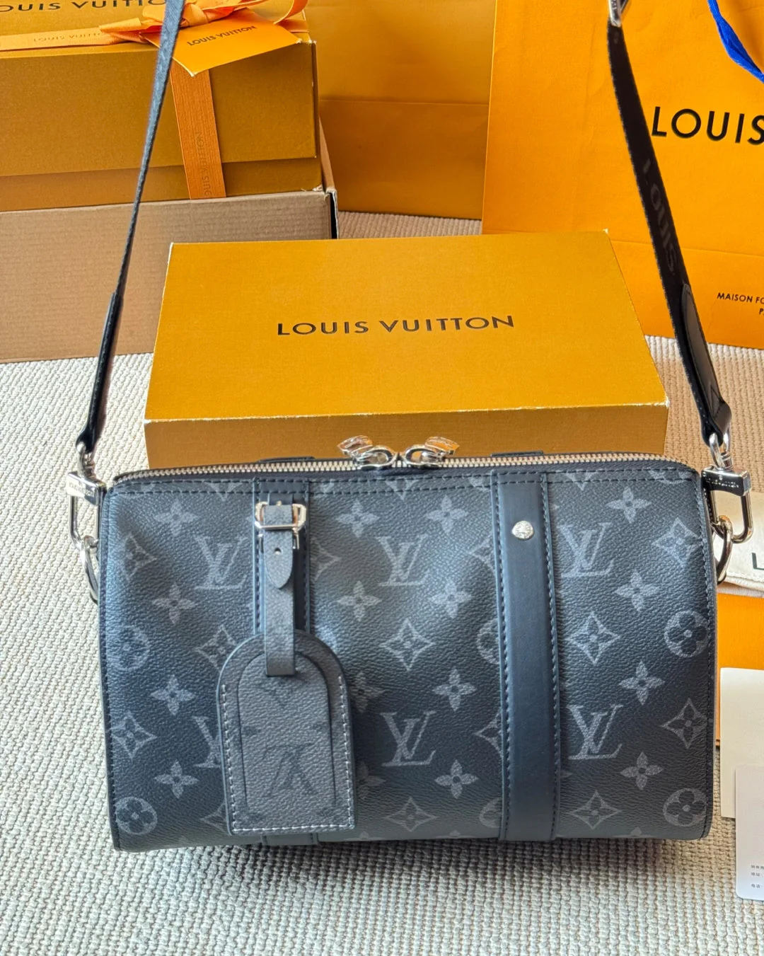 Men's Black and Gray Pillow Crossbody Bag