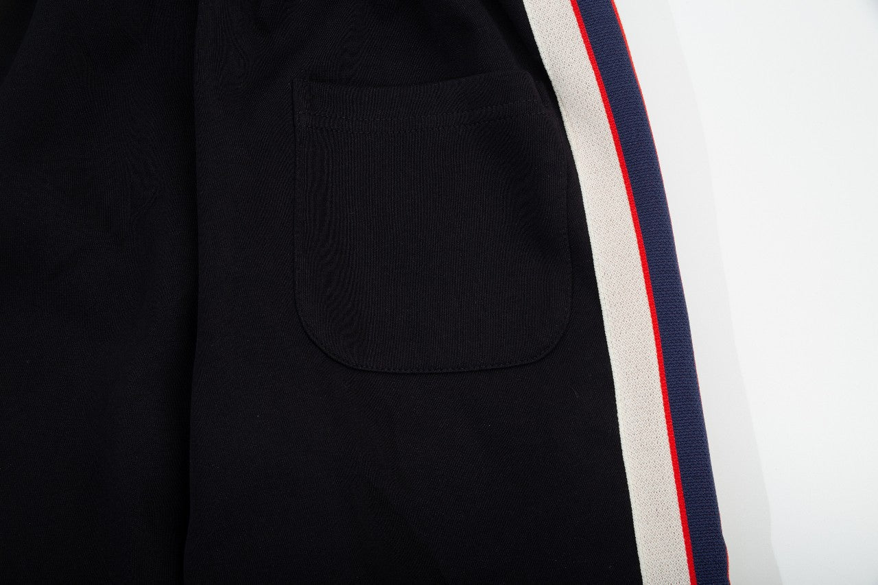 Web-paneled jacquard trousers