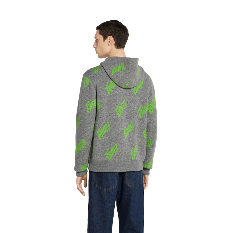 Double-faced jacquard hooded sweatshirt
