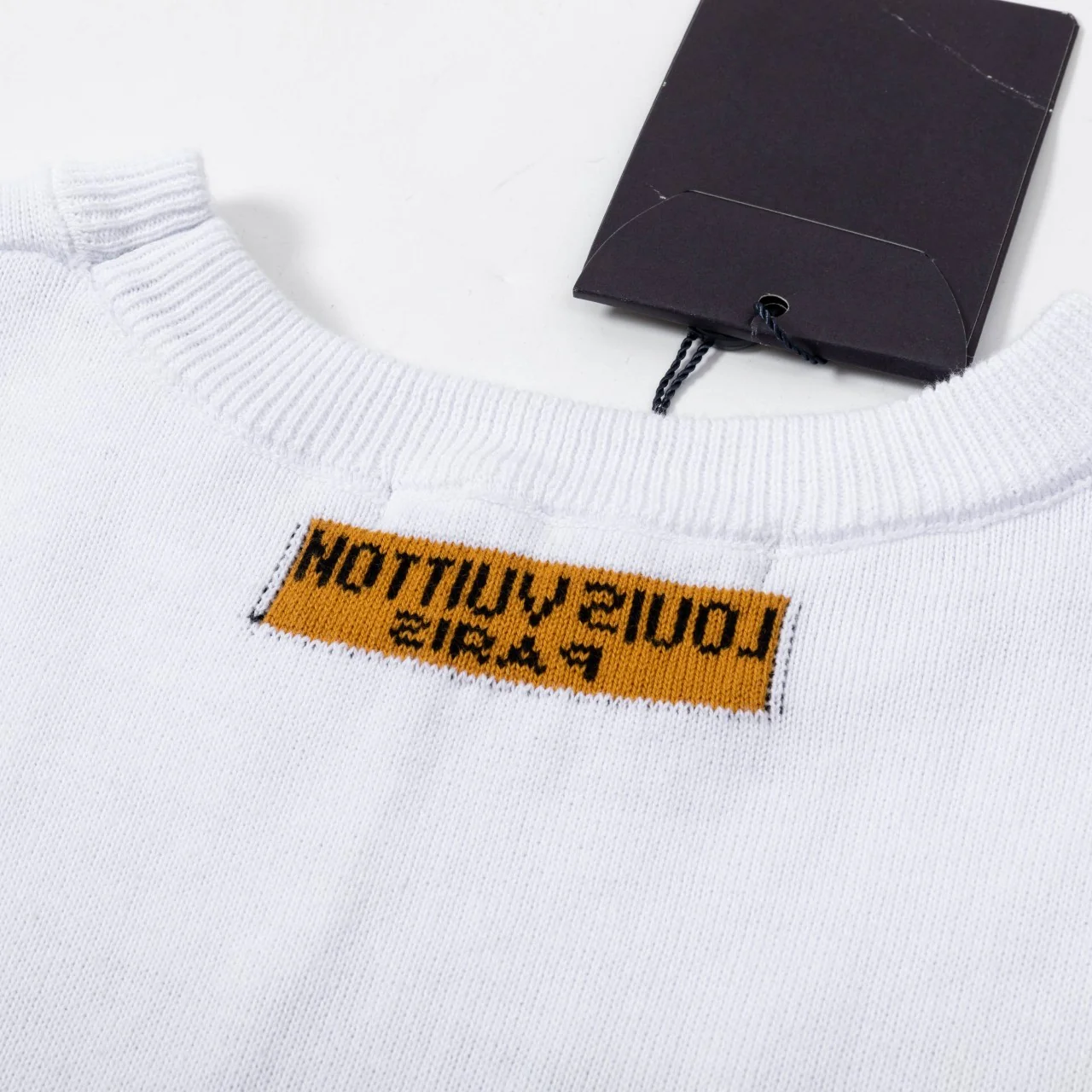 Knitted jacquard collar cotton T-shirt