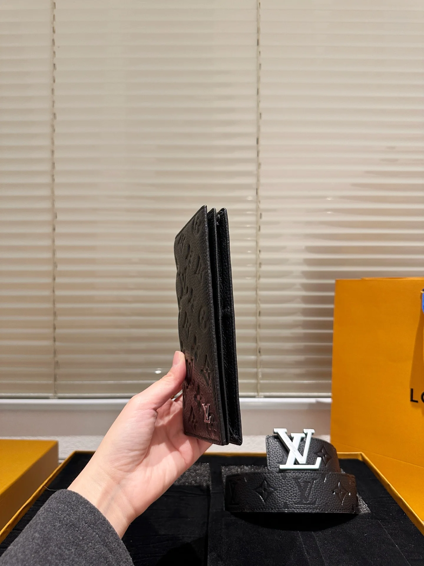 Men's Black Printed Wallet + Belt Gift Box