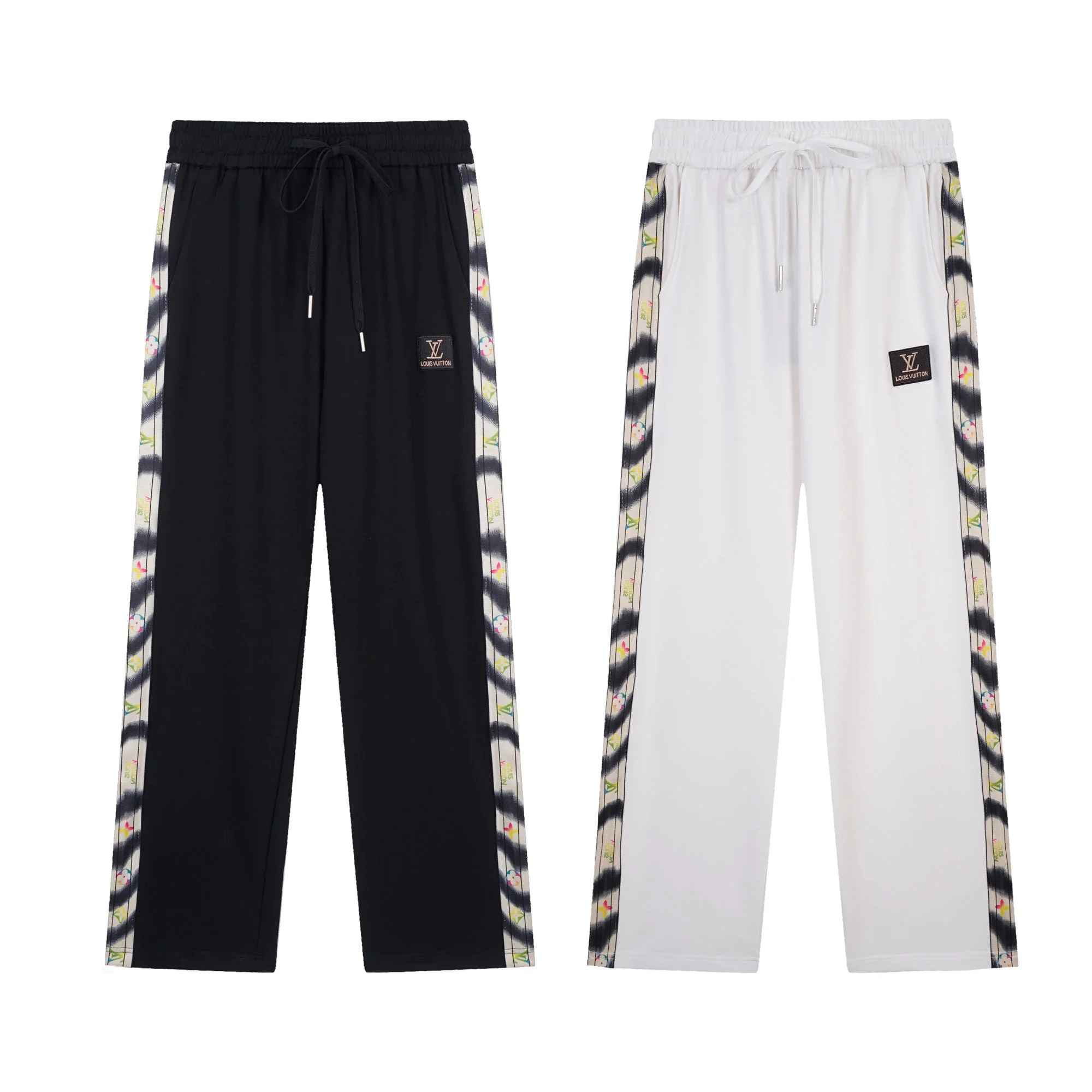 Embroidered drawstring casual trousers