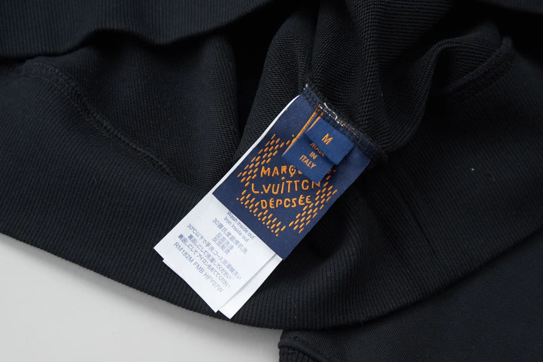 Double-sided embroidered cotton crew neck sweatshirt