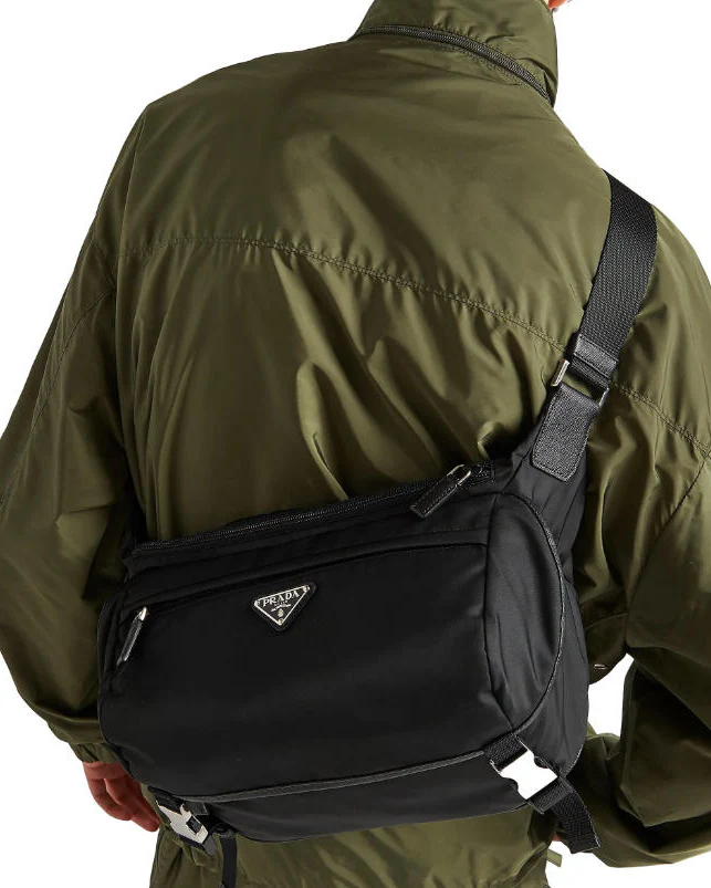 Nylon And Leather Shoulder Bag