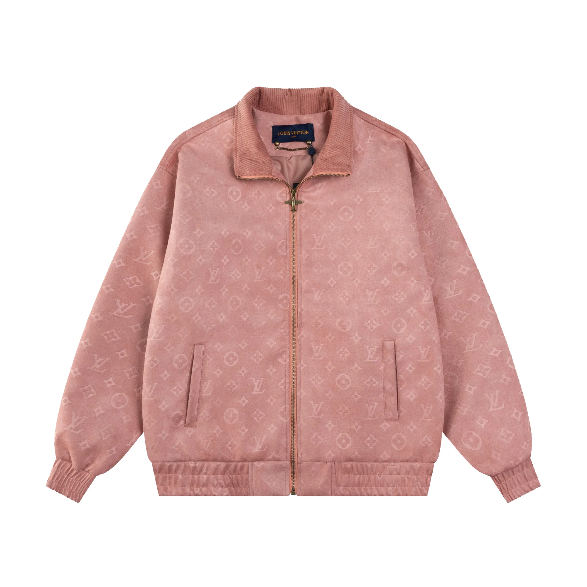 Embroidered suede cowhide bomber jacket