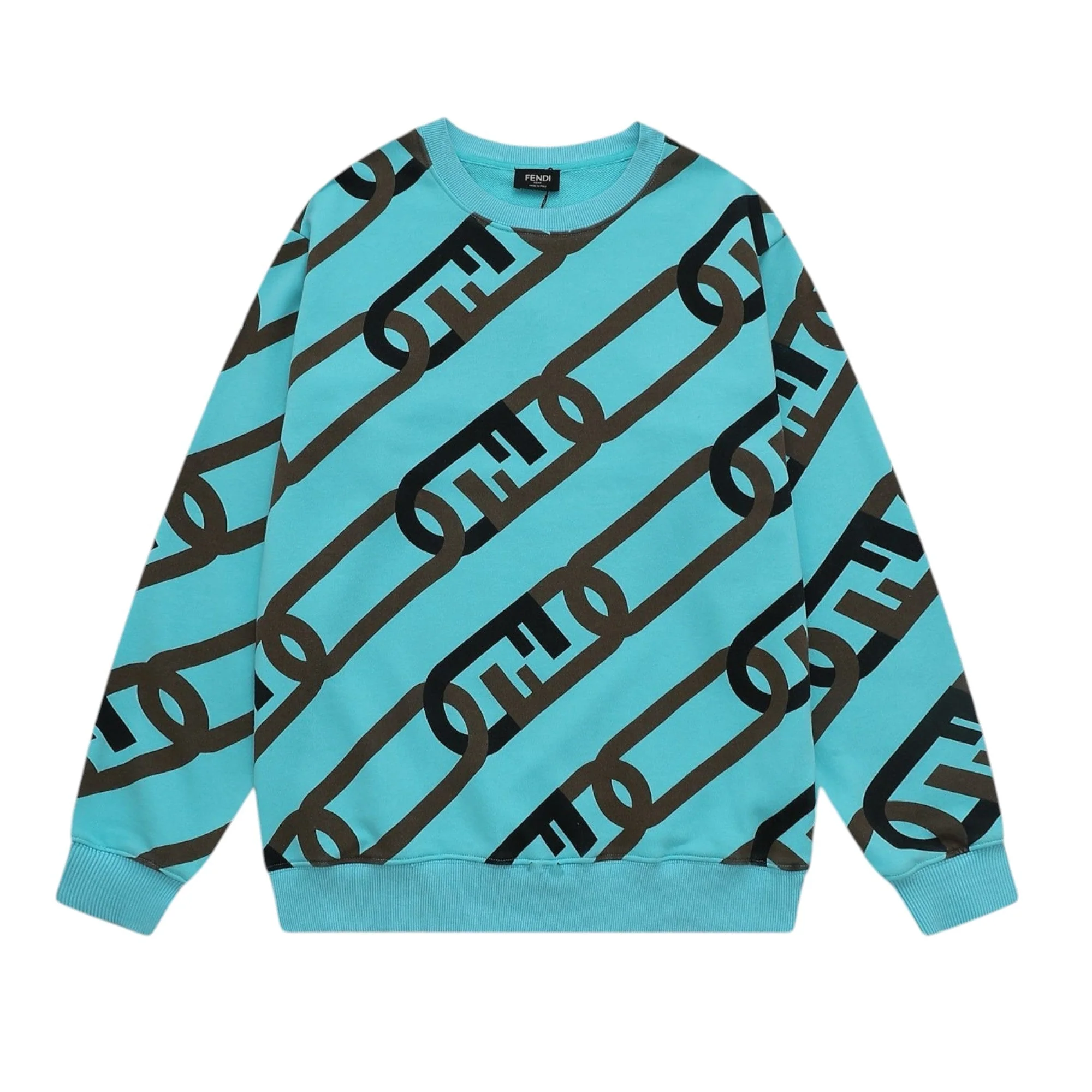 jacquard crew neck cotton sweatshirt