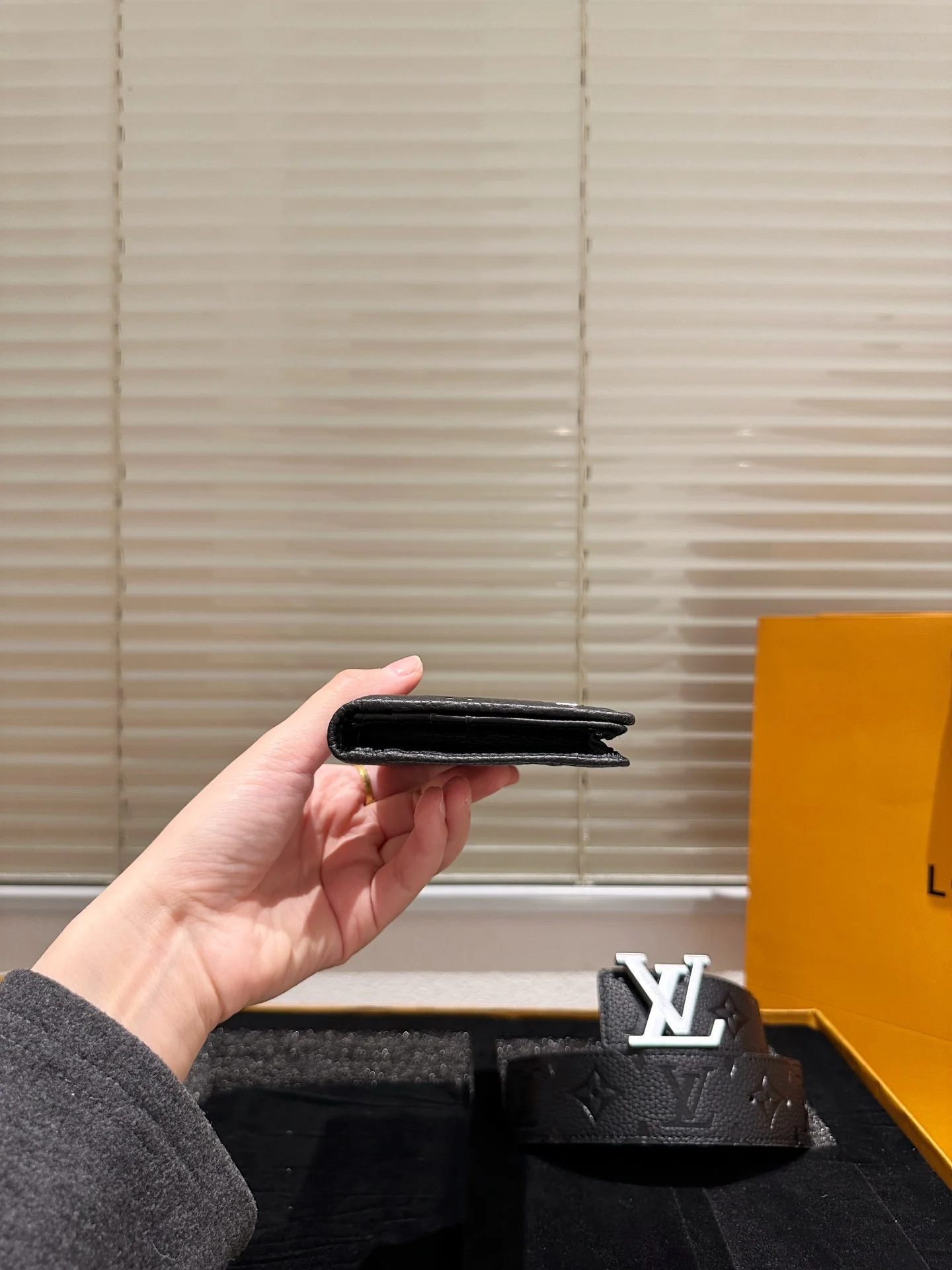 Men's Black Printed Wallet + Belt Gift Box