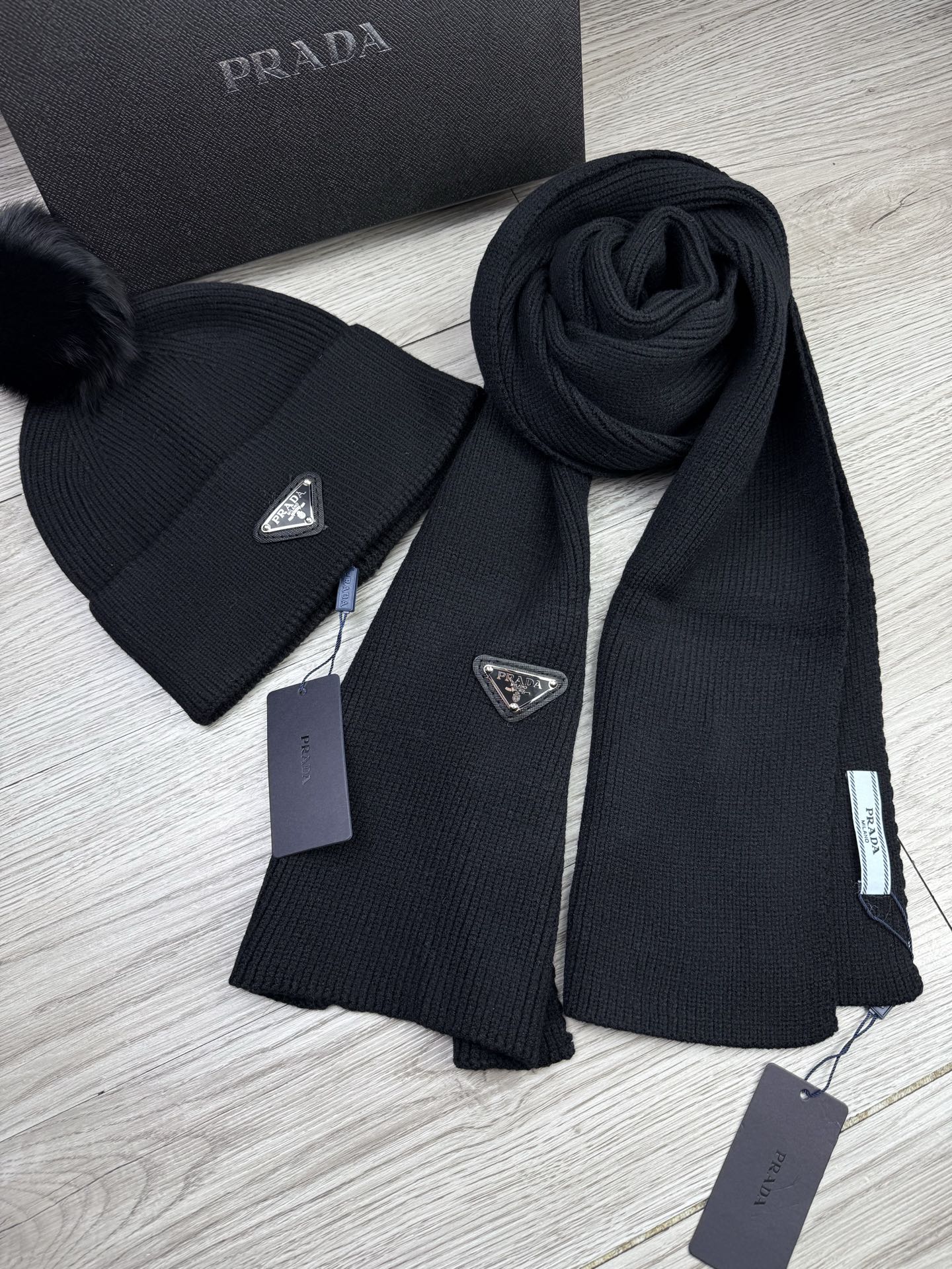 Versatile knitted scarf and hat set