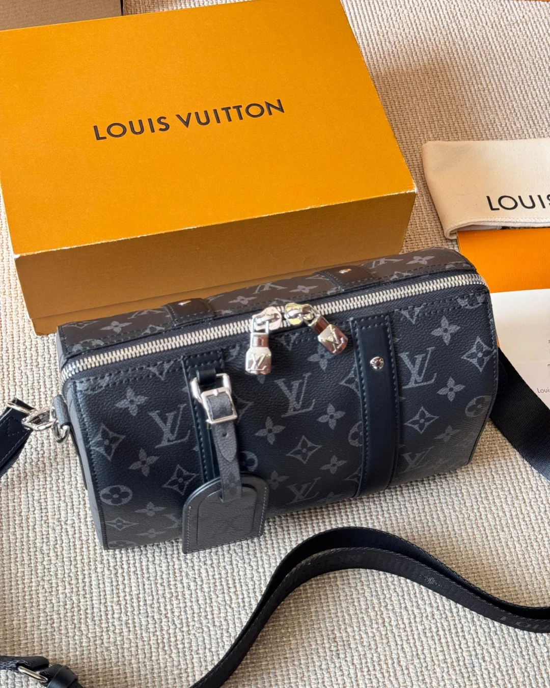 Men's Black and Gray Pillow Crossbody Bag