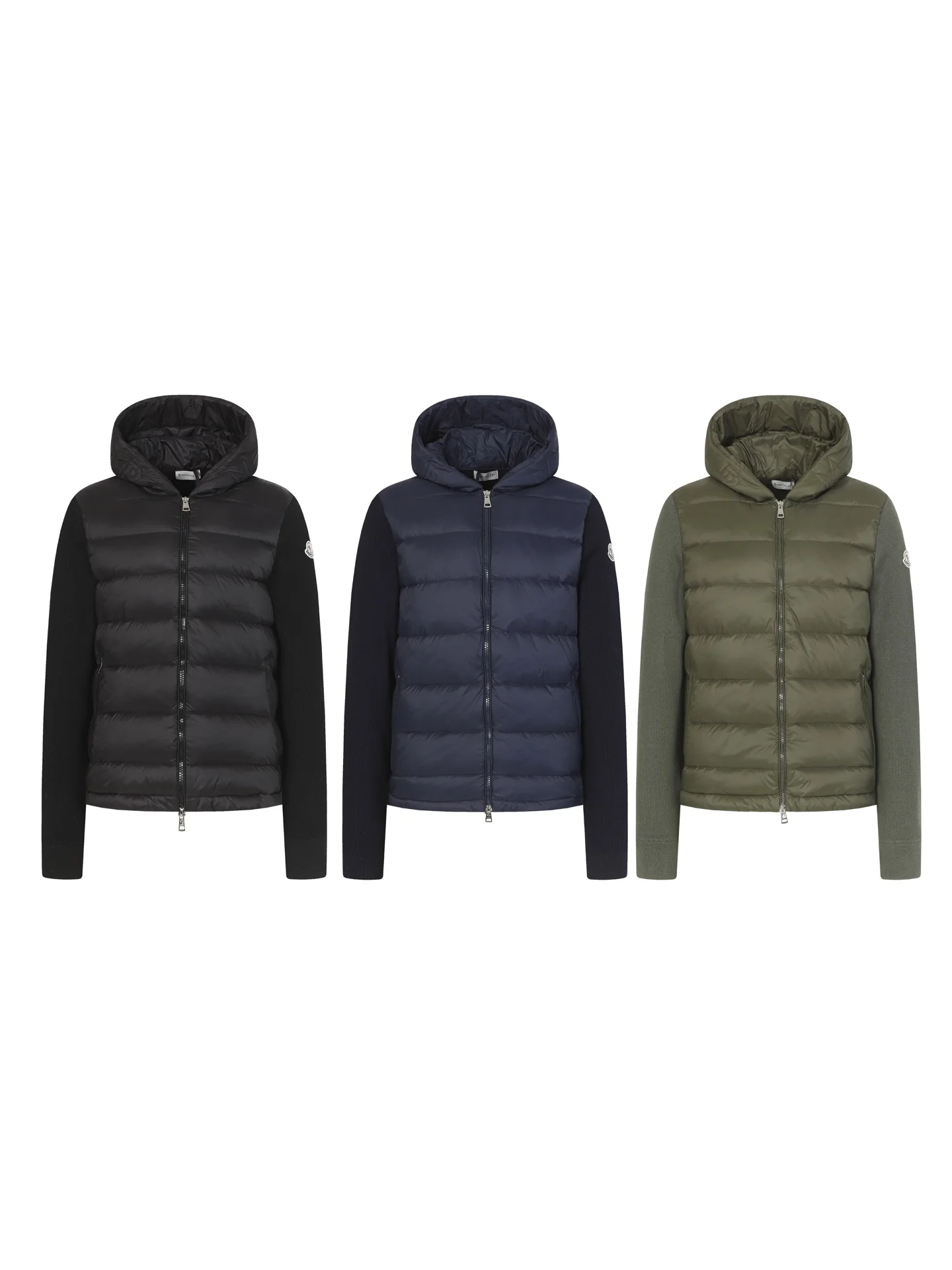 Wool Zip-Up Knit Down Hooded Jacket