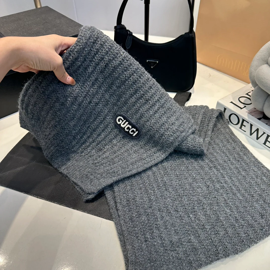 Embroidered knitted scarf hat gloves set