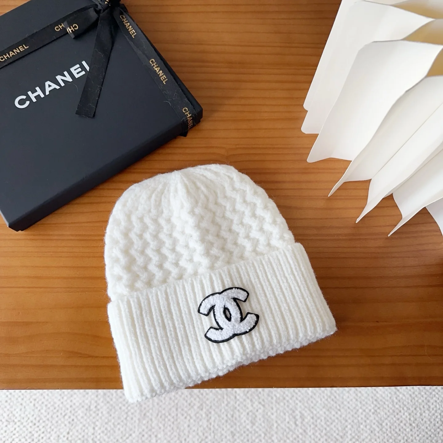 Embroidered Wool Knit Beanie
