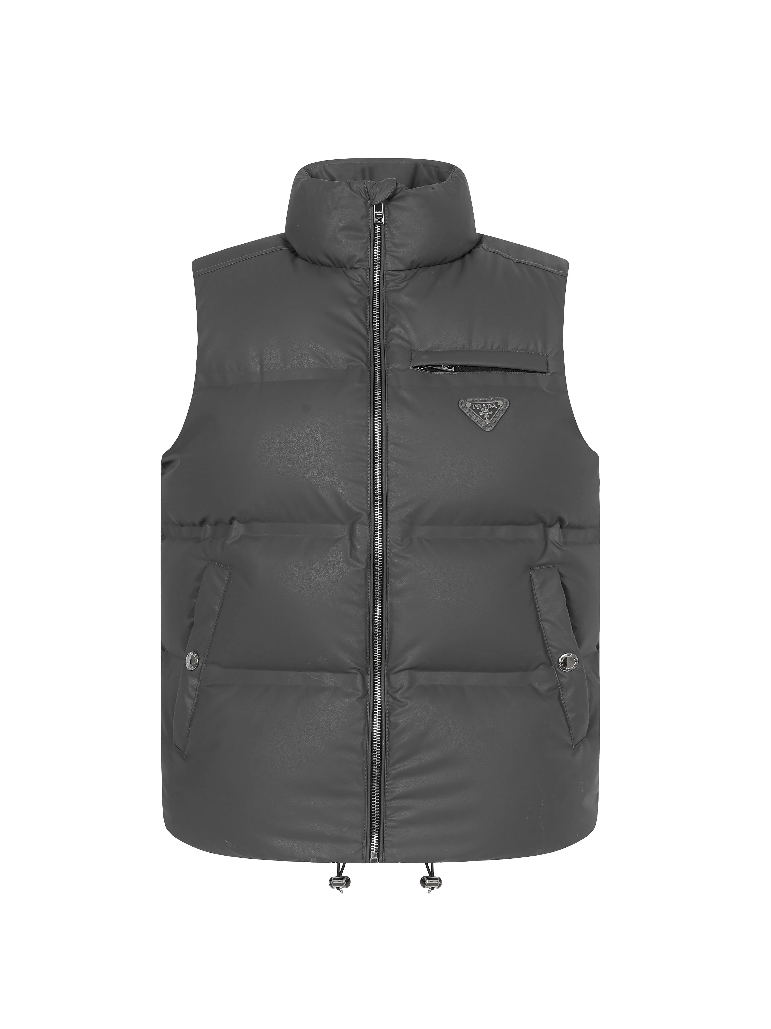 Stand collar zipper down vest