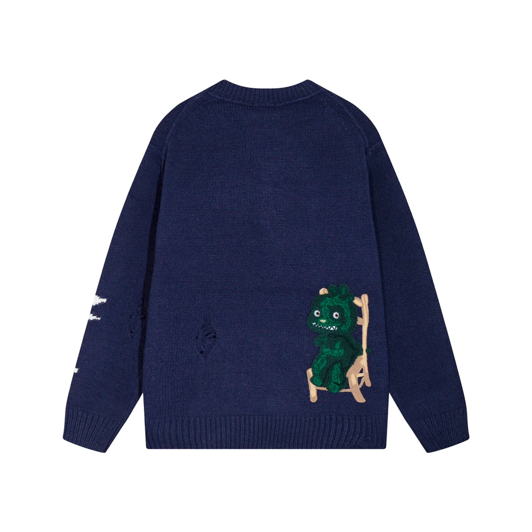 Ripped Knit Cashmere Sweatshirt