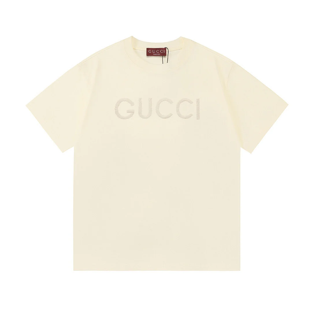 Embroidered crew neck cotton T-shirt