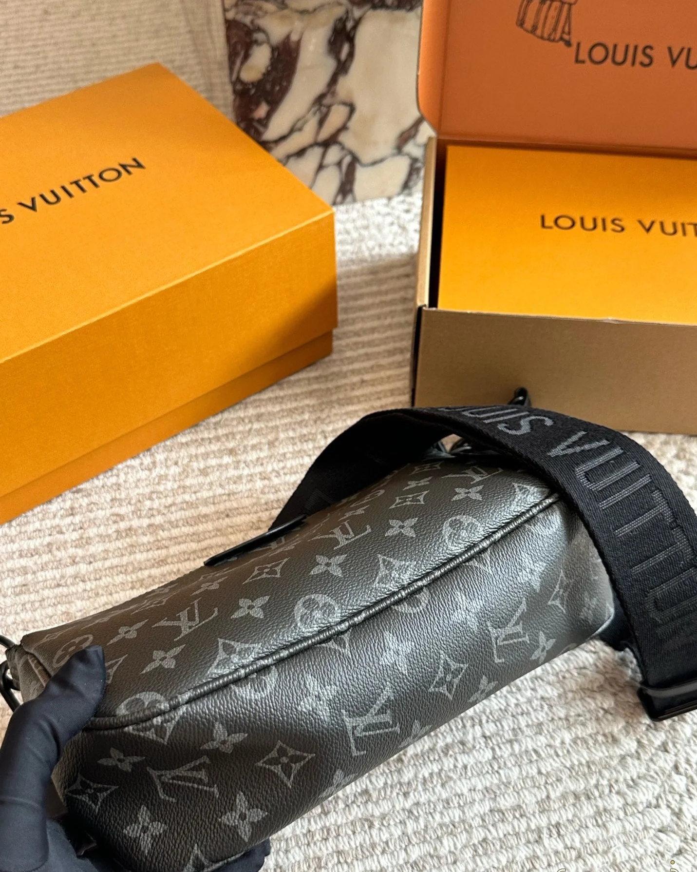 Men's Embossed Crossbody Bag