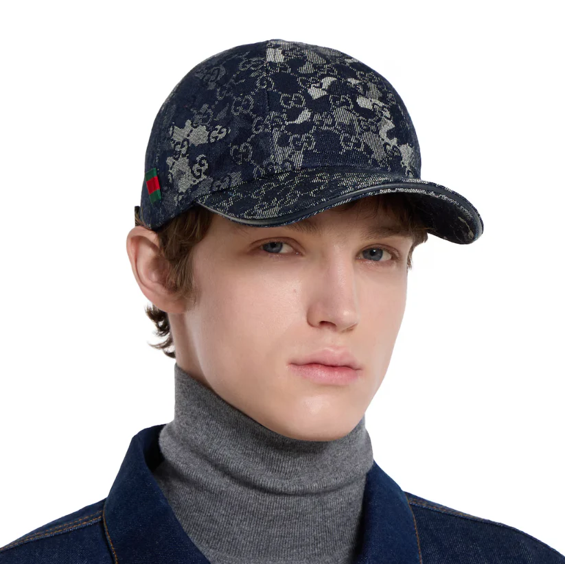 Stylish denim webbing baseball cap