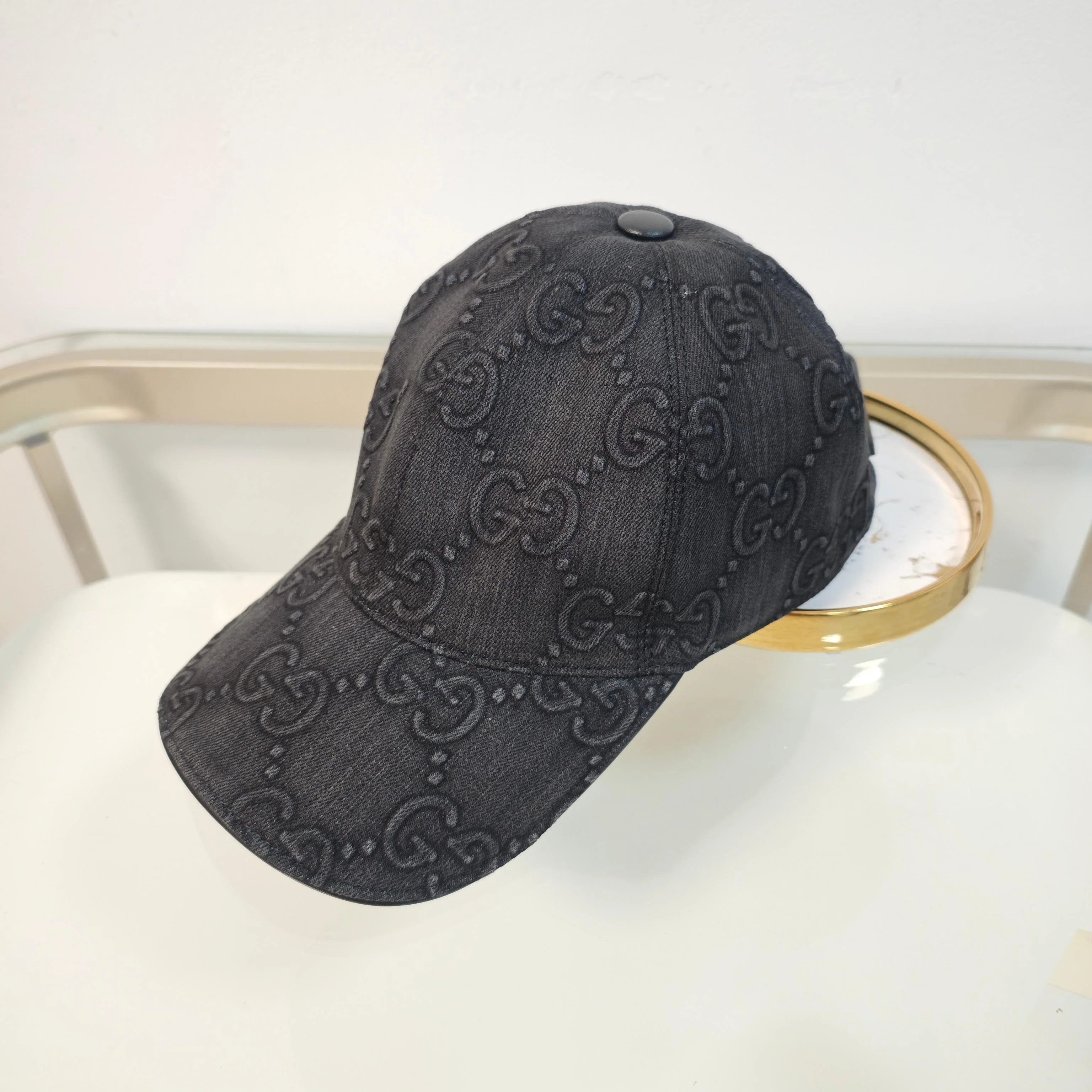 Denim lettering baseball cap