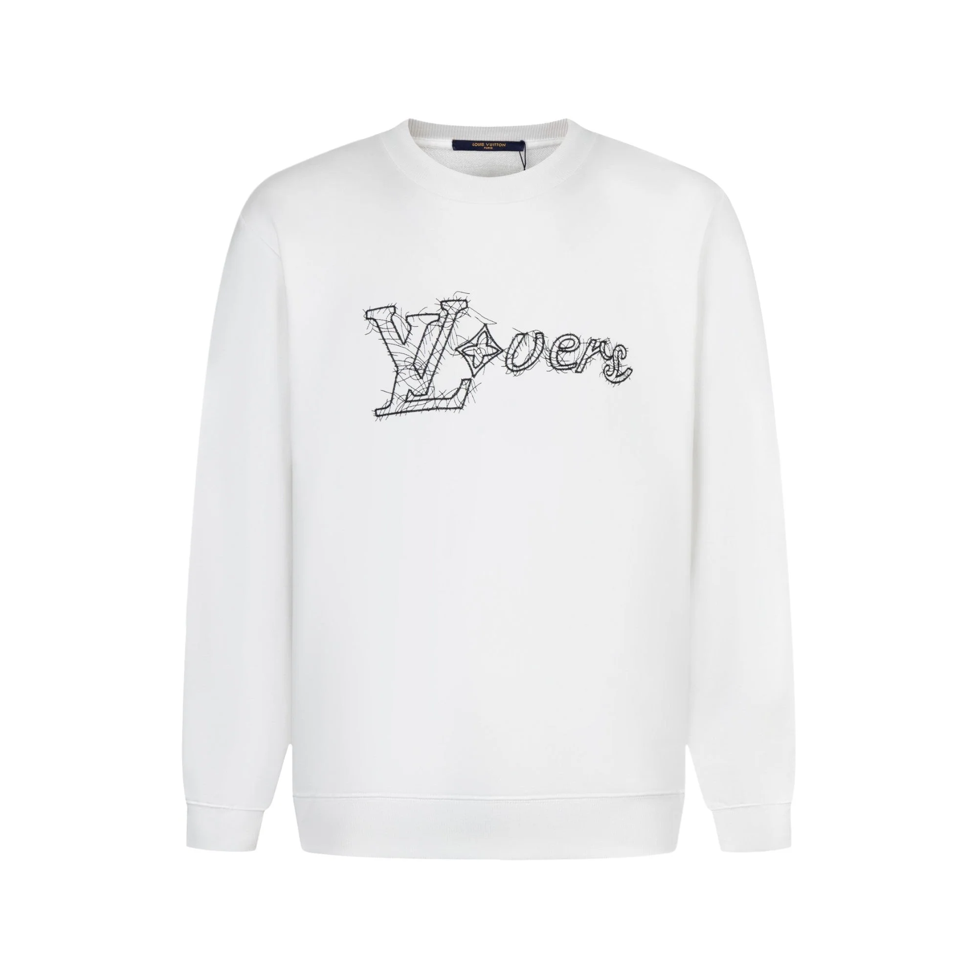 Double-sided embroidered round neck cotton sweatshirt