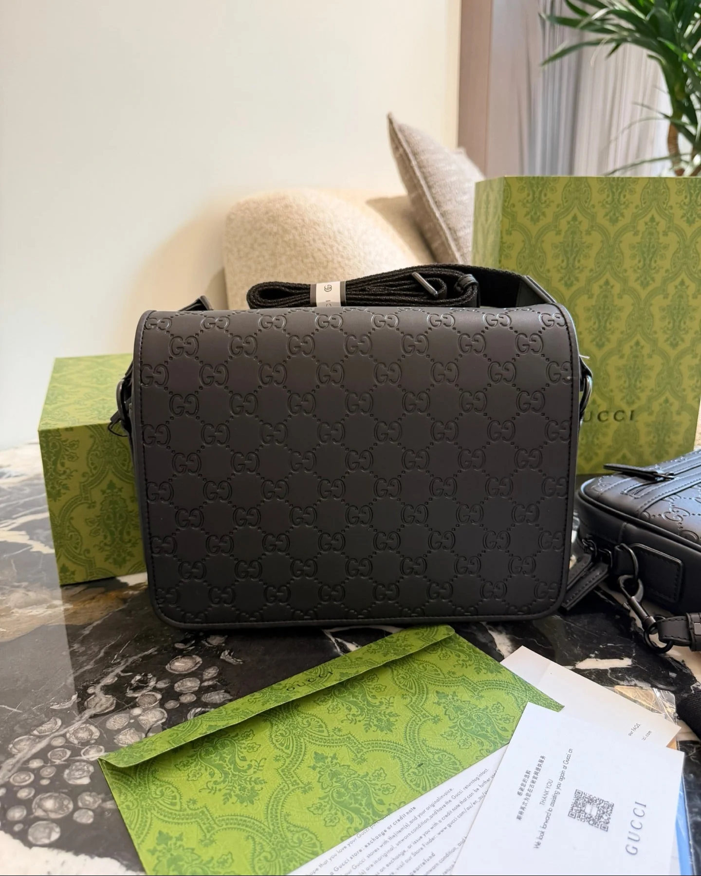 Men's Black Leather Crossbody Bag