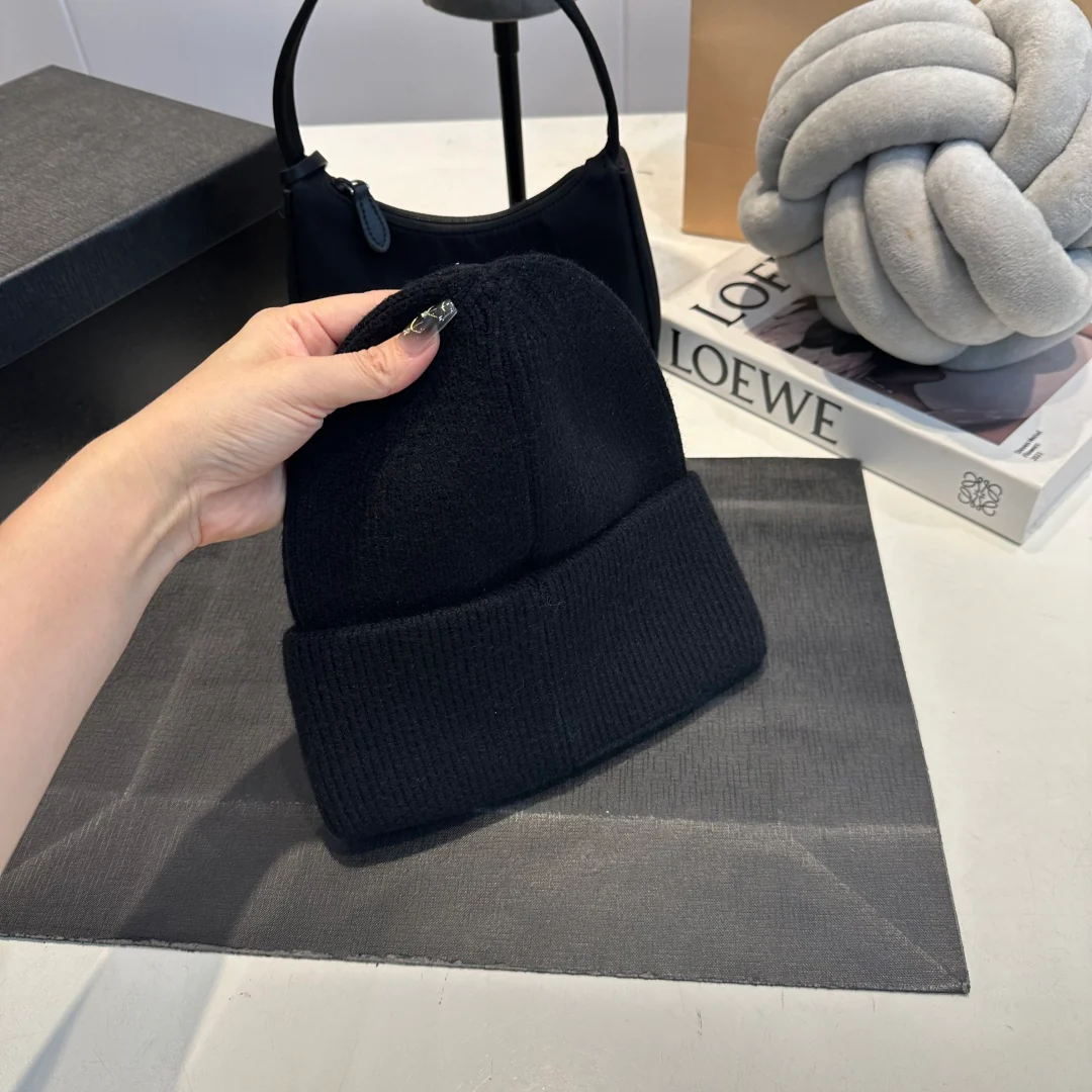 Leather Print Cashmere Knitted  Beanie