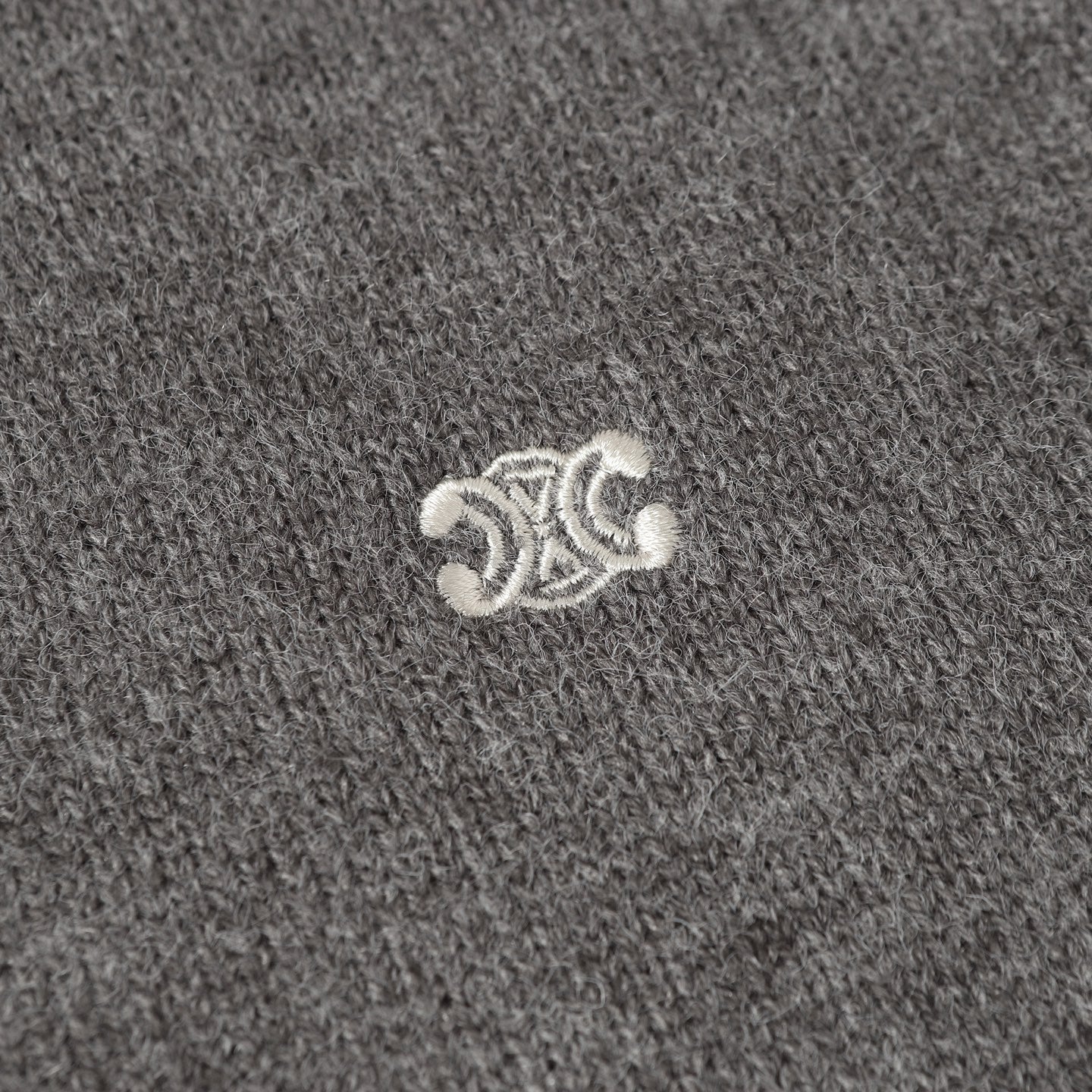 Embroidered mock neck cashmere sweater