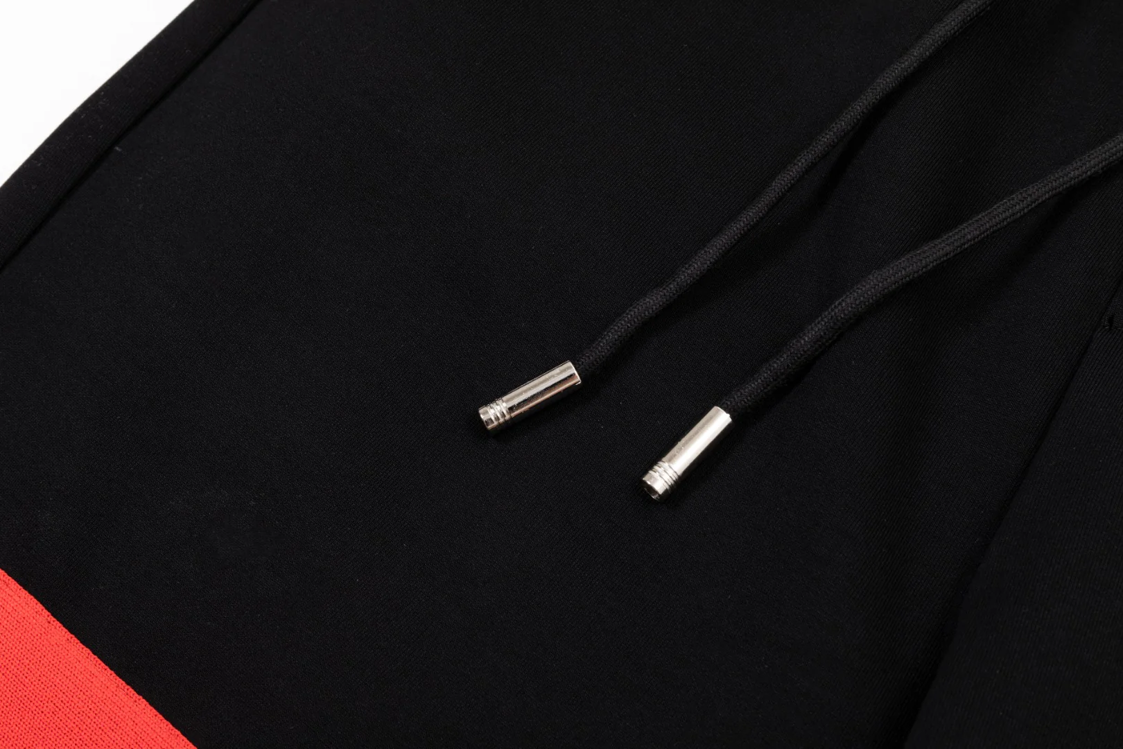 Leather label cotton drawstring trousers