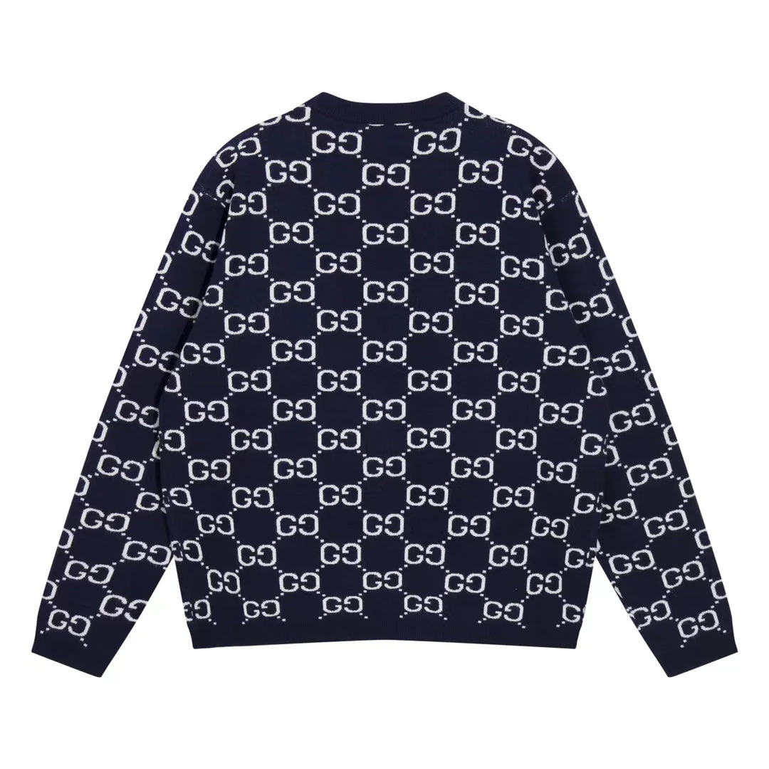 Knitted jacquard cashmere sweatshirt