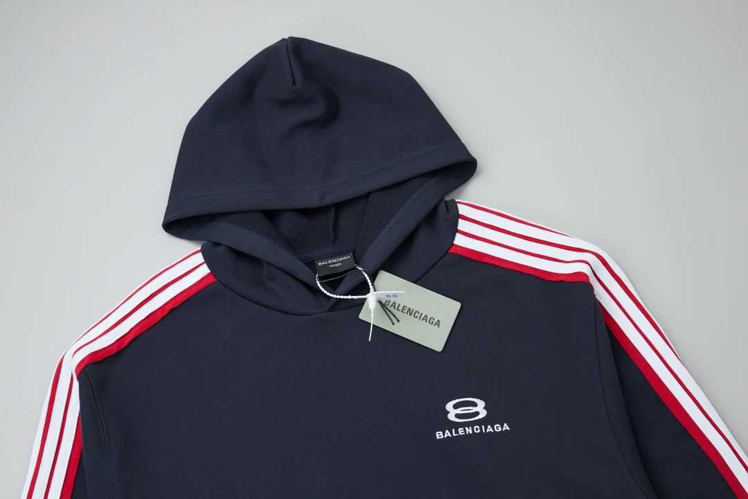 Web stripe hooded sweatshirt