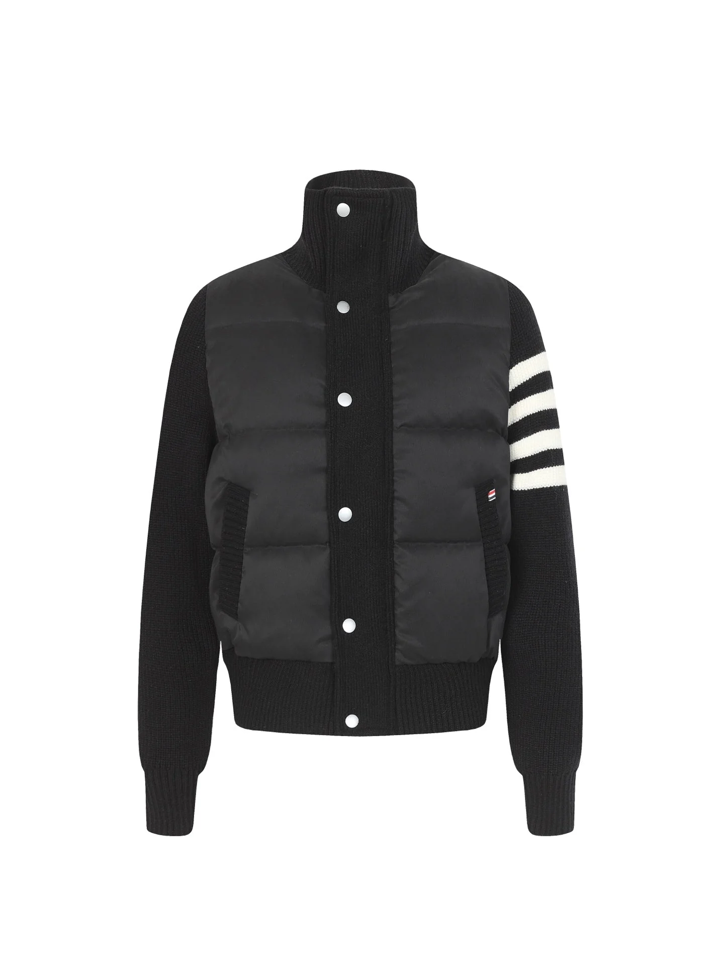 Knitted stand collar down jacket