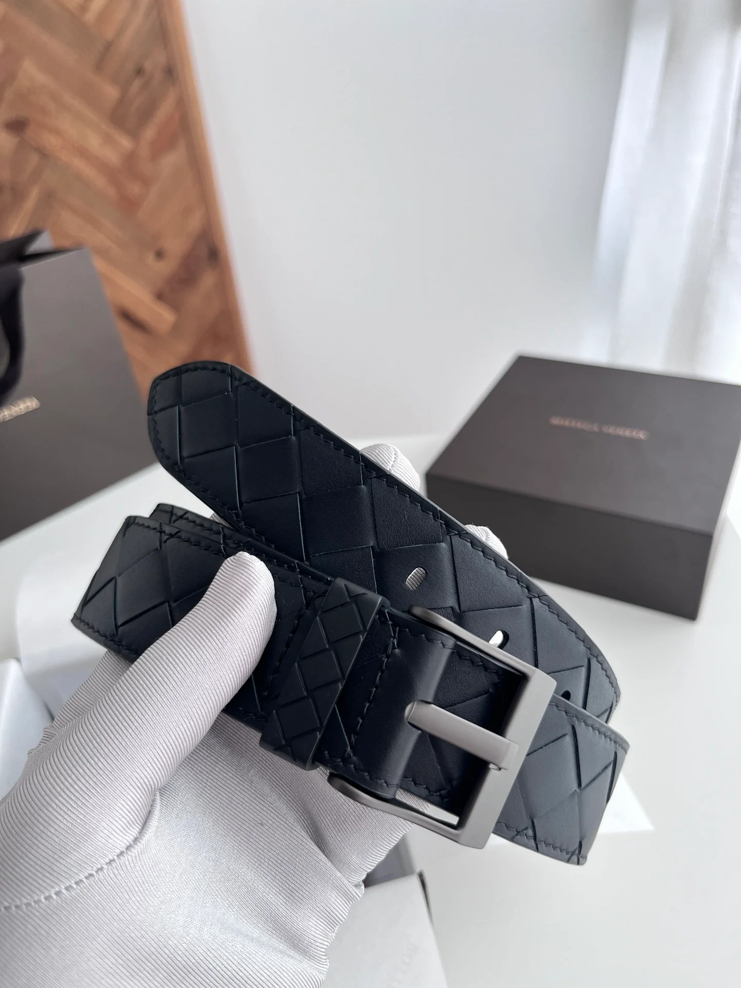 Braided calfskin belt